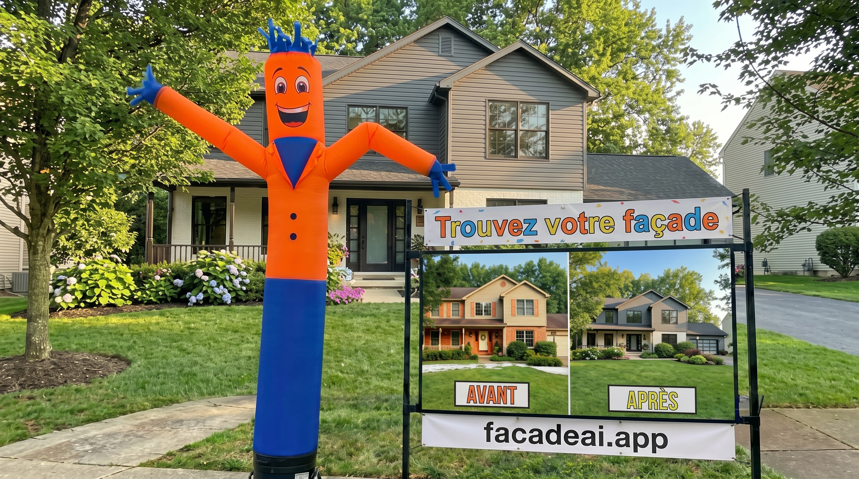 Propriétaire consultant le résultat d'un design de façade personnel