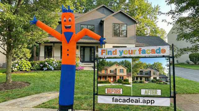Homeowner reviewing a personal facade design result